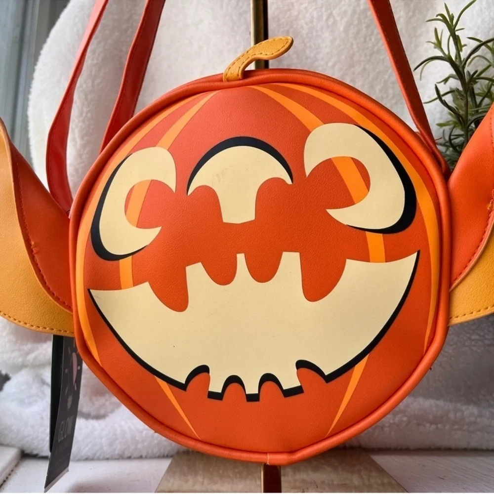 Disney Stitch Pumpkin Glow in the Dark Crossbody Bag Halloween NWT